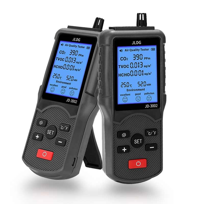 空気測定器、 JD-3002 空気質テスター多機能 CO2 TVOC メーター温度湿度測定 co2センサー 6 in 1 一酸化炭素 CO 二酸化炭素検出器 TVOC 空気質検出 高い測定精度(White)